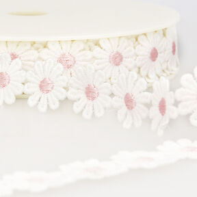 Spitzenband Margeriten – weiss/rosa, 
