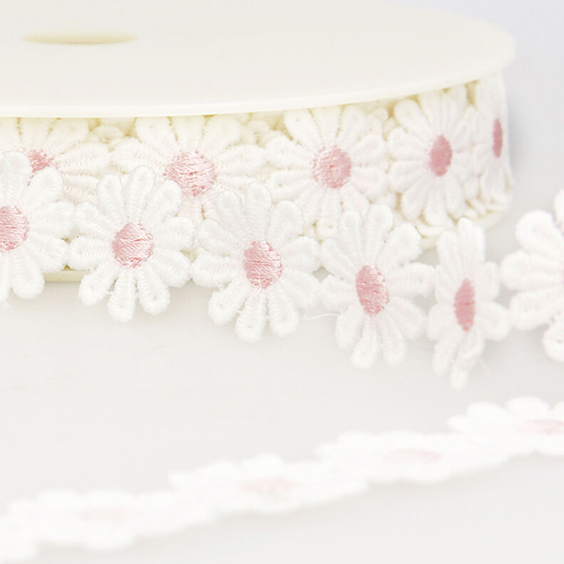 Spitzenband Margeriten – weiss/rosa,  image number 1