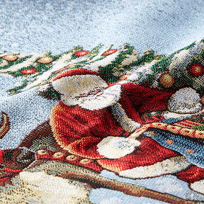 Dekostück Gobelin Weihnachtsmann mit Rentier – blau, 