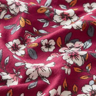 Modaljersey Blumen| by Poppy – bordeauxrot, 