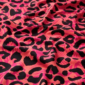 French Terry Sommersweat Leo und Blumen – pink/orange, 