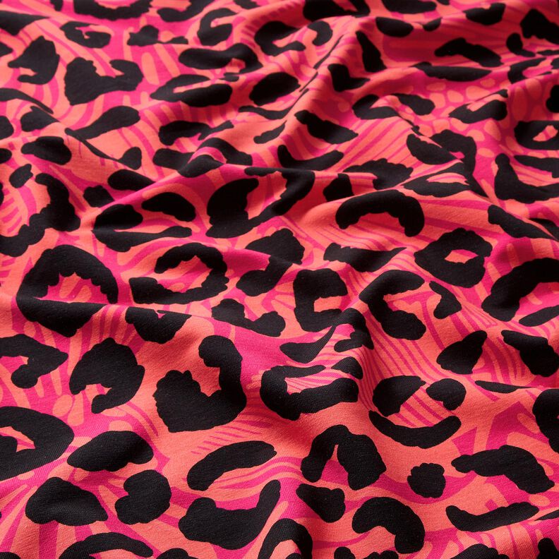 French Terry Sommersweat Leo und Blumen – pink/orange,  image number 2