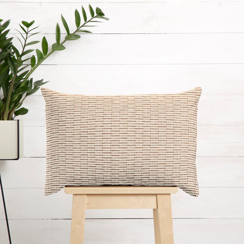 Dekostoff Jacquard rustikale Streifen &ndash; mittelbraun/natur,  image number 6