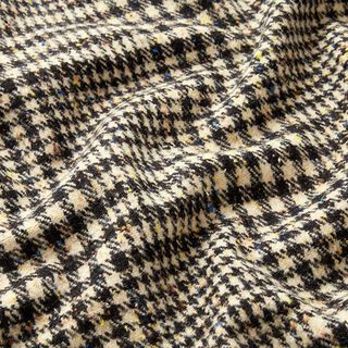 Angerauter Wollmix Hahnentritt & Farbsprenkel – schwarz/hellbeige, 