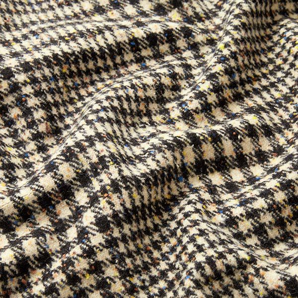 Angerauter Wollmix Hahnentritt & Farbsprenkel – schwarz/hellbeige, image number 2