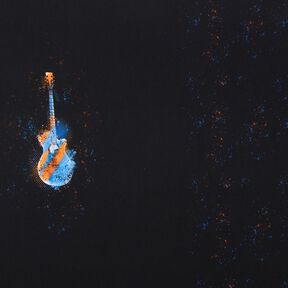 Baumwolljersey Panel Gitarre | Glitzerpüppi – schwarz/orange, 
