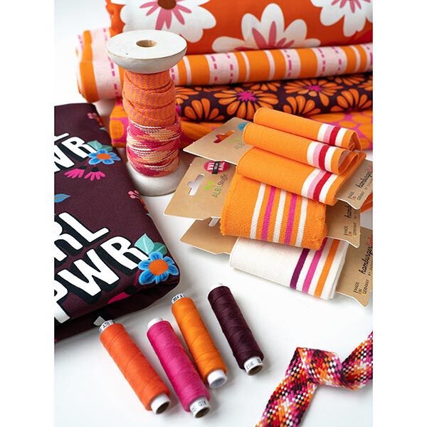 Bio-Jacquardband Stripe Me Icon  [200 cm | 3,5 cm] | Albstoffe – pink/orange