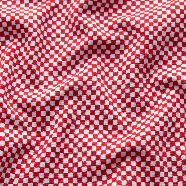 GOTS Baumwolljersey Mini-Karo | TCC x LOOKS by Wolfgang Joop – rot/weiss,  image number 3