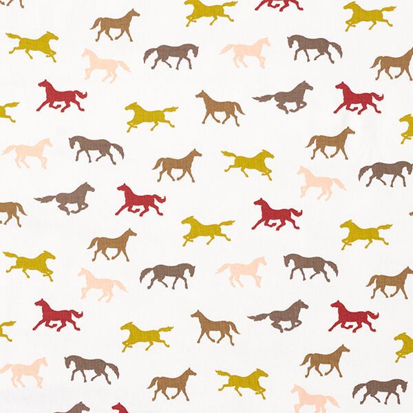 GOTS Baumwolljersey Pferde | by Poppy – wollweiss – Muster,  image number 1