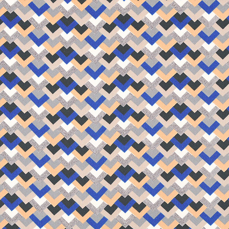 Leichter Satin Retromuster – indigo/beige,  image number 1