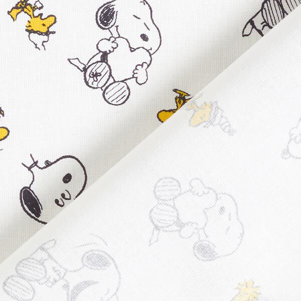 Baumwollpopeline Lizenzstoff Snoopy & Woodstock | Peanuts ™ – weiss | Reststück 60cm
