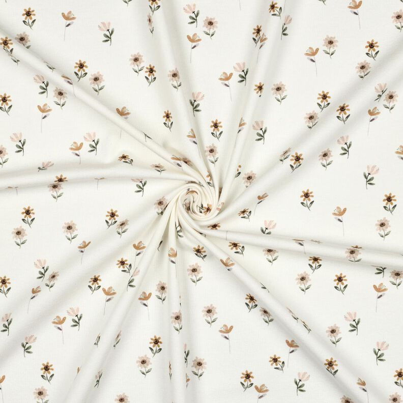 Baumwolljersey süße Blumen Digitaldruck | Poppy Fabrics – elfenbein/karamell, image number 3