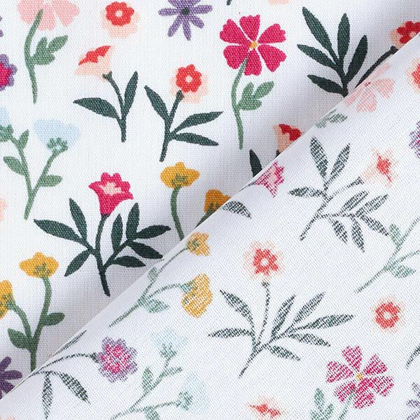 Baumwollstoff Popeline kleine Blümchen – weiss