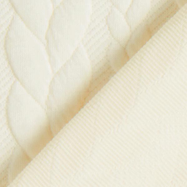 Jerseyjacquard Cloqué Zopfmuster – weiss | Reststück 50cm