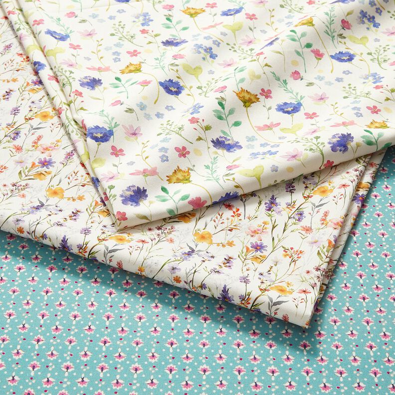 Baumwollstoff Popeline kleine Ornamente– mint/pastellviolett – mint/pastellviolett,  image number 5