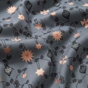 Baumwollstoff Popeline Scandi-Baumschmuck – schiefergrau, 