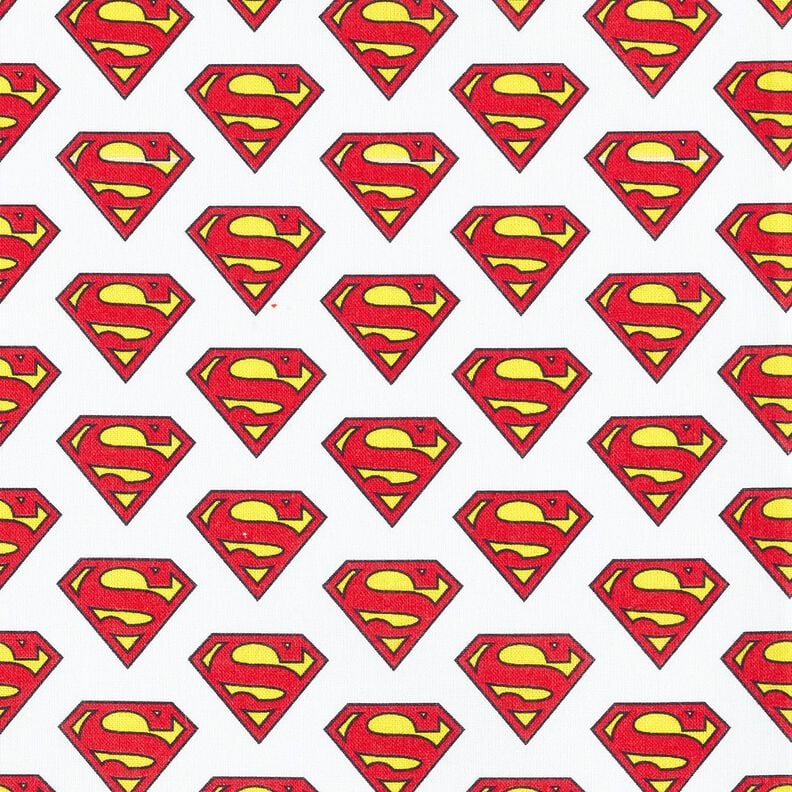 Baumwollpopeline Superman Logo Lizenzstoff | DC Comics – weiss,  image number 1