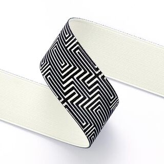 Gummiband Labyrinth  [ 3,5 cm ] – schwarz/weiss, 