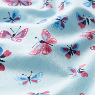 Baumwolljersey Schmetterlinge – babyblau, 