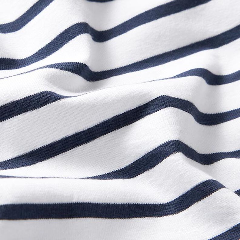 Baumwolljersey schmale & breite Streifen – weiss/marineblau,  image number 2