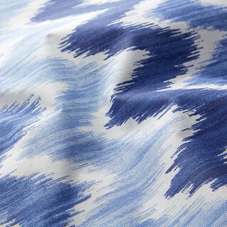 Beschichtete Baumwolle Ikat-Print – blau/weiss, 