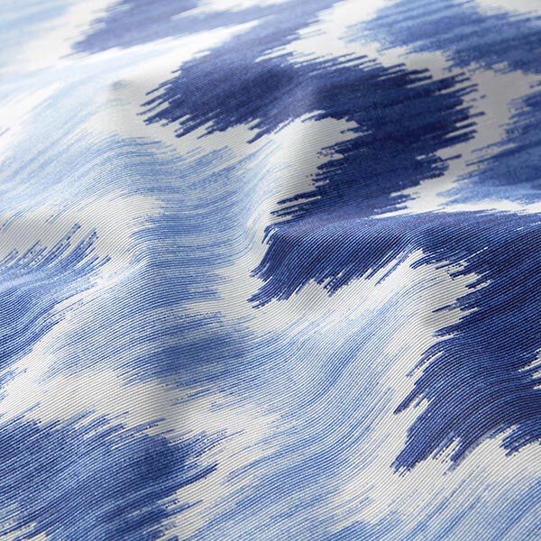 Beschichtete Baumwolle Ikat-Print – blau/weiss | Reststück 100cm