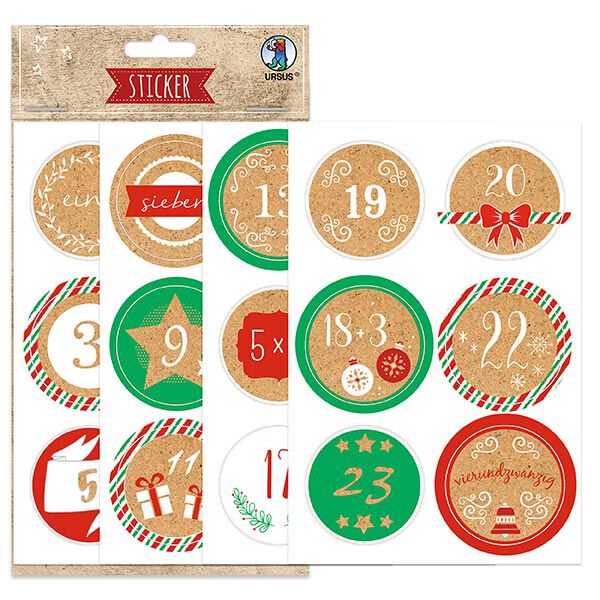 Sticker-Set Adventszahlen [ 24 Stück ] – Farbmix,  image number 3
