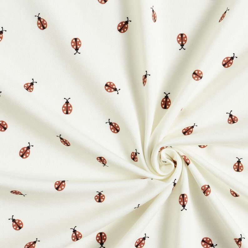 Baumwolljersey Marienk&auml;fer &ndash; weiss/rot,  image number 3