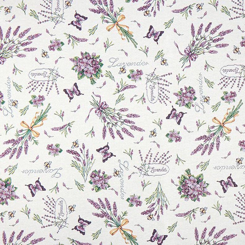 Dekostoff Gobelin Veilchen Lavendel – wollweiss/flieder,  image number 1