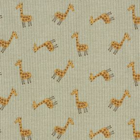 Rippenjersey süße Giraffen – khaki, 