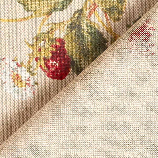 Dekostoff Halbpanama Erdbeeren – karminrot/natur | Reststück 50cm