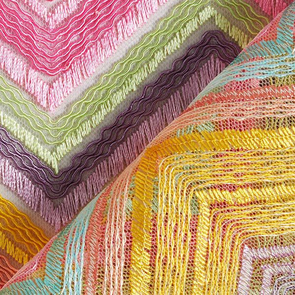 Tüll Zick-Zack – flieder/pastellgrün | Reststück 50cm
