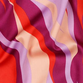 Baumwollsatin Retro-Wellen | Poppy Fabrics – purpur/orange, 
