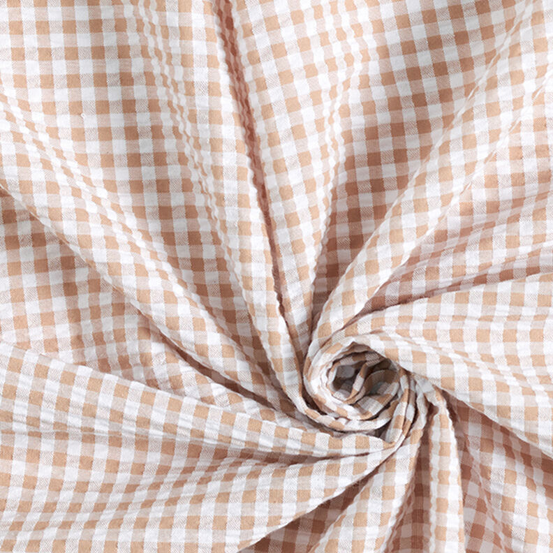 Seersucker Baumwollmix Vichy-Karos – beige,  image number 3