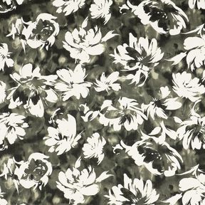 Viskosestoff aquarelle Wildrosen – dunkelpinie/wollweiss, 