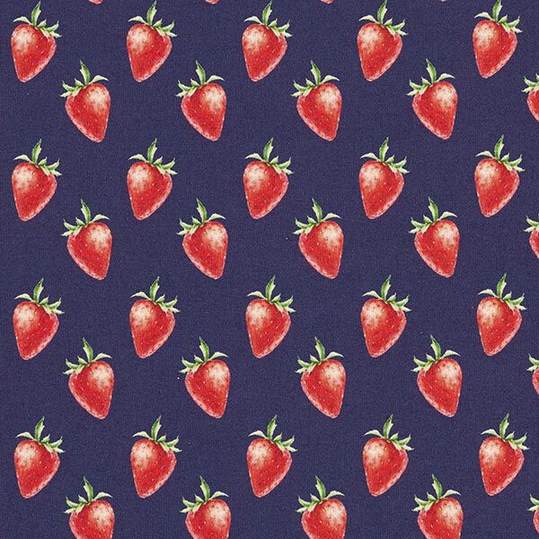 Baumwolljersey Erdbeeren Digitaldruck | STENZO – marineblau/feuerrot, image number 1