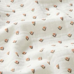 Musselin/ Doppel-Krinkel Gewebe Mini-Tulpen Digitaldruck – weiss, 