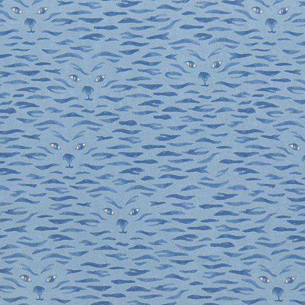 French Terry Sommersweat versteckter Tiger | PETIT CITRON – stahlblau | Reststück 100cm