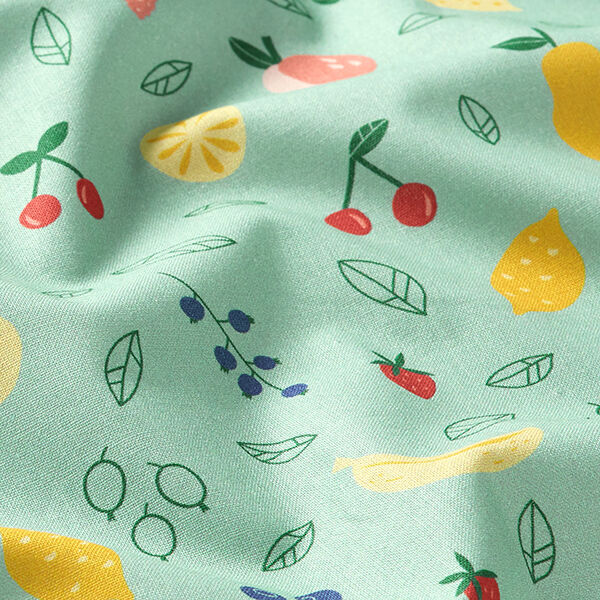 Baumwollpopeline Obstsalat | PETIT CITRON – pastellgrün | Reststück 190cm