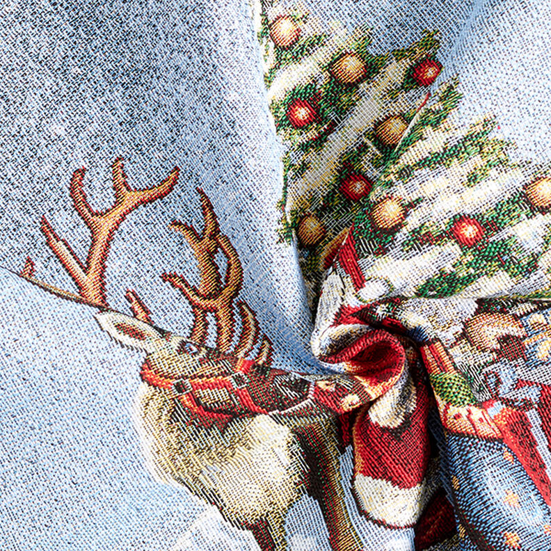 Dekostück Gobelin Weihnachtsmann mit Rentier – blau,  image number 3