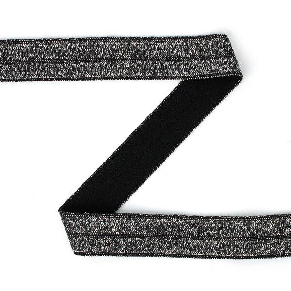 Elastisches Einfassband (Falzgummi), glitter - schwarz,  image number 1