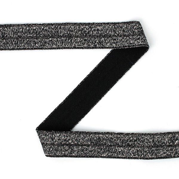 Elastisches Einfassband (Falzgummi), glitter - schwarz, image number 1