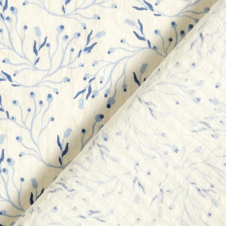 Seersucker zarte Beerenzweige &ndash; wollweiss/jeansblau,  image number 4