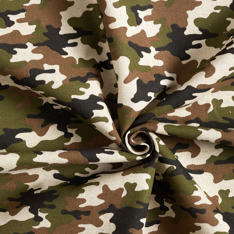 Dekostoff Halbpanama Camouflage – natur/dunkeloliv,  image number 3