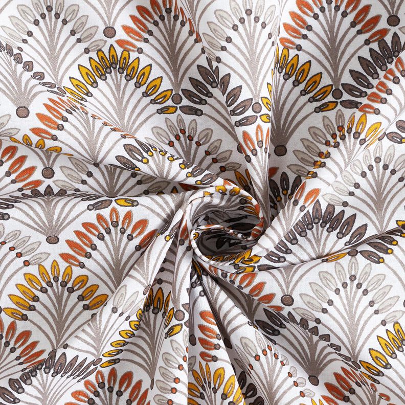 Baumwollstoff Cretonne Fächer – taupe/elfenbein,  image number 3