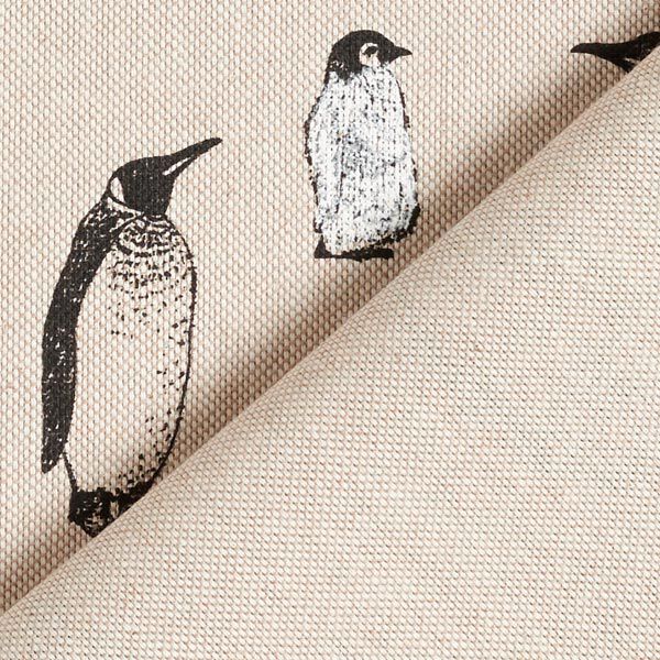 Dekostoff Halbpanama Pinguine – natur, image number 6