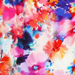 Viskosestoff bunte Aquarellblumen Digitaldruck – intensiv pink/blaulila, 