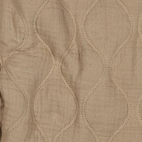 Steppstoff Musselin Wellen – dunkelbeige, 