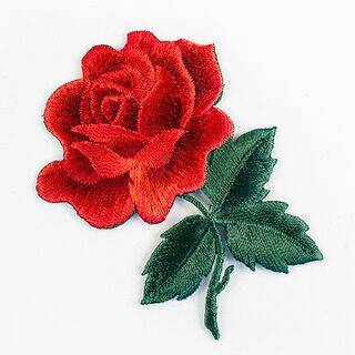 Applikation Rose [ 7 x 7 cm ] – rot/grün, 