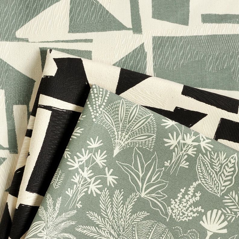 Dekostoff Jacquard abstrakte Struktur – schilf/wollweiss, image number 5